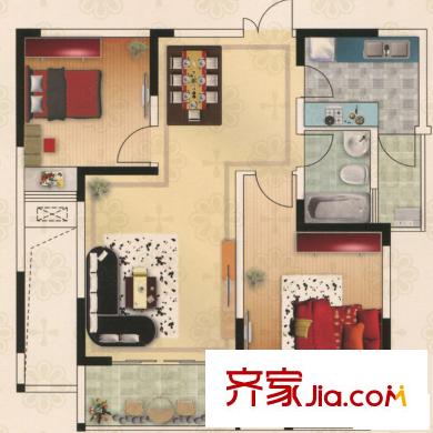 美好上郡B3戶型 2室2廳1衛(wèi)1廚