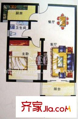 鳳城國(guó)際戶型圖B-2戶型 1室1廳1衛(wèi)1廚