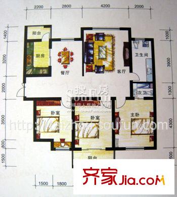 鳳城國(guó)際戶型圖戶型圖 3室2廳1衛(wèi)1廚