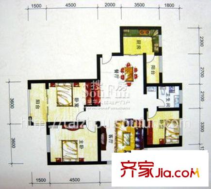 鳳城國(guó)際戶型圖戶型圖 3室2廳1衛(wèi)1廚
