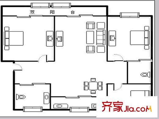 蓮花六區(qū) 3室 戶(hù)型圖