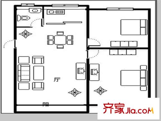 蓮花一區(qū) 2室 戶型圖