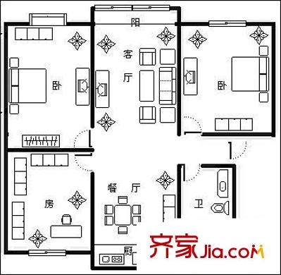 蓮花一區(qū) 4室 戶型圖