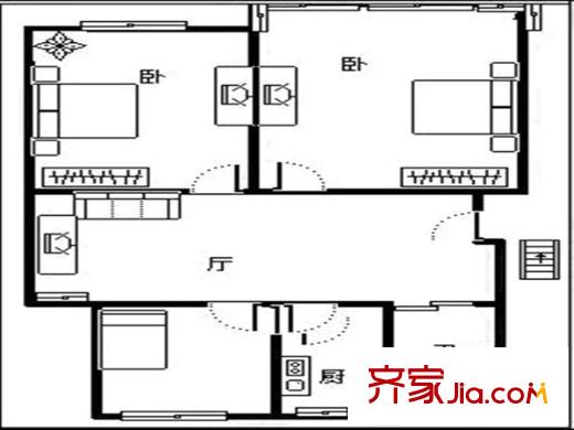 蓮花一區(qū) 3室 戶型圖