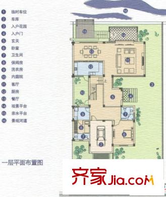 泰州華僑城純水岸上尚島B2一層平面布置圖 2室2廳2衛(wèi)1廚