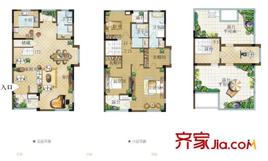 泰州華僑城純水岸禪翼疊墅4+1-(D1-4) 3室4廳3衛(wèi)1廚