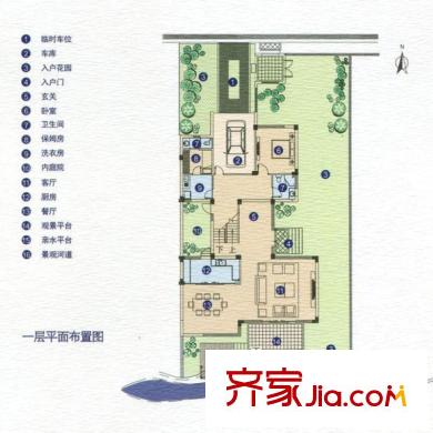 泰州華僑城純水岸上尚島B1一層平面布置圖 2室2廳2衛(wèi)1廚