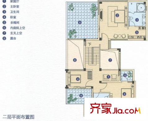泰州華僑城純水岸怡善島B4二層平面布置圖 2室2廳1衛(wèi)1廚