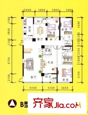 眾鑫廣場(chǎng)二期B戶型 4室2廳2衛(wèi)1廚
