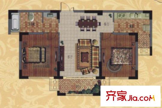 金色地中海小高層B 2室2廳1衛(wèi)1廚