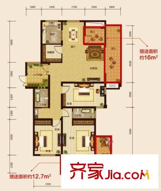 駿明國際A戶型 3室2廳2衛(wèi)1廚