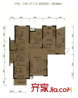 天鴻天際A3奇戶型 3室2廳2衛(wèi)1廚