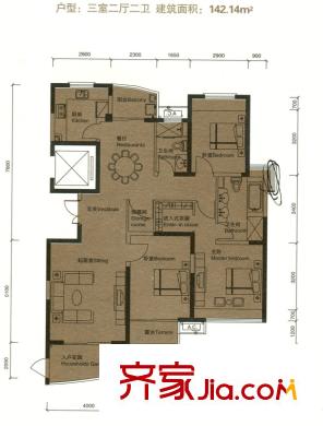天鴻天際B1奇戶型 3室2廳2衛(wèi)1廚
