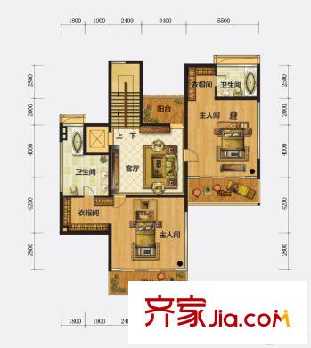 頤和山莊別墅B戶型 二層 5室6廳6衛(wèi)1廚