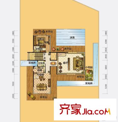 頤和山莊別墅A戶型 一層 11室3廳8衛(wèi)1廚