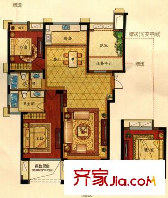 巴黎春天6號樓I戶型 3室2廳2衛(wèi)1廚