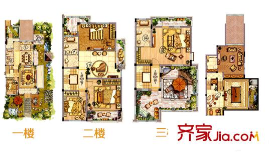 海上灣雙拼別墅E戶型 5室3廳3衛(wèi)1廚