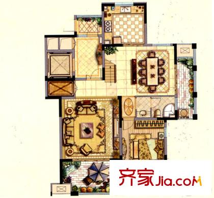 海上灣高層F1偶數(shù)層戶型 4室3廳3衛(wèi)1廚