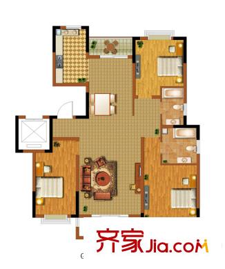 中惠卡麗蘭G戶型 3室2廳2衛(wèi)1廚