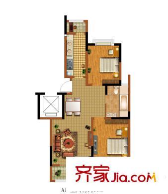 中惠卡麗蘭A戶型 2室2廳1衛(wèi)1廚