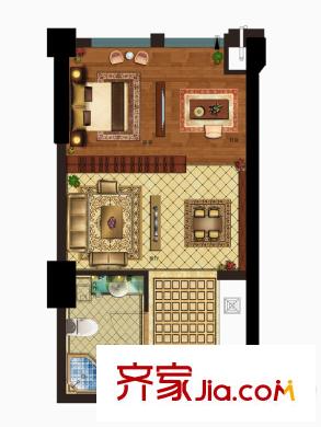 奧園壹號A-12戶型 1室1廳1衛(wèi)1廚