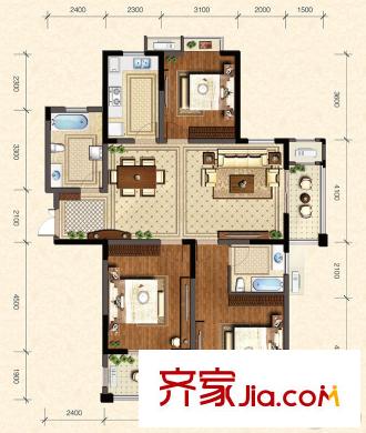 蜀山雅苑C戶型 3室2廳2衛(wèi)1廚