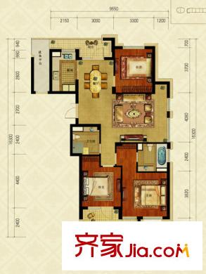 綠城御園F1 3室2廳2衛(wèi)1廚