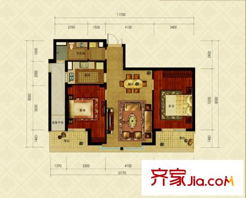 綠城御園高層G戶型 2室2廳1衛(wèi)
