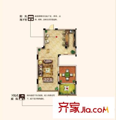 天河理想城洋房一層地下室（約87平方米增送） 1室2廳