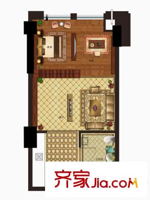 奧園壹號A-9戶型 1室1廳1衛(wèi)1廚