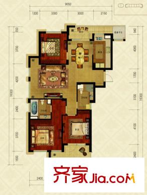 綠城御園F2 3室2廳2衛(wèi)1廚