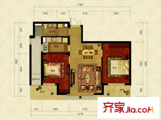 綠城御園G 2室2廳1衛(wèi)1廚