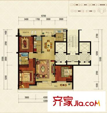 綠城御園高層D戶型 3室2廳2衛(wèi)