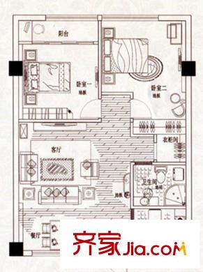 蘋果假日戶型圖A戶型 2室1廳1衛(wèi)