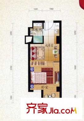 盛大花園戶型圖F戶型圖 1室2廳1衛(wèi)