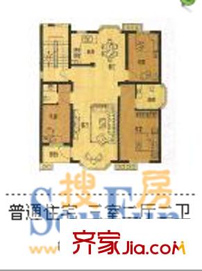 天鴻名都戶型圖戶型圖 2室1廳1衛(wèi)1廚