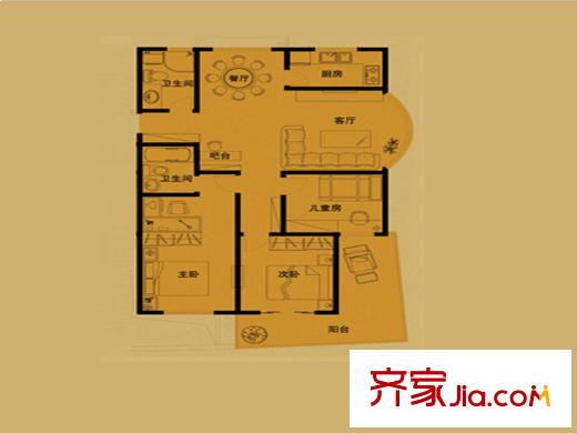 東豪名都戶型圖B戶型 4室2廳2衛(wèi)