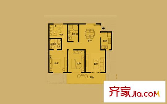 東豪名都戶型圖C戶型 3室2廳2衛(wèi)