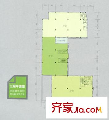 虹泰商務(wù)樓戶型圖商鋪3層3室140平米 3室1廳1衛(wèi)