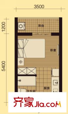 尚元名郡戶型圖二期A戶型 1室1廳1衛(wèi)