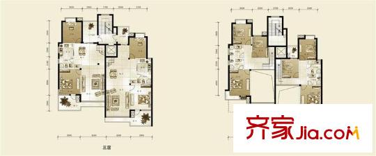 和立馨庭戶型圖疊墅三四層戶型 5室2廳3衛(wèi)