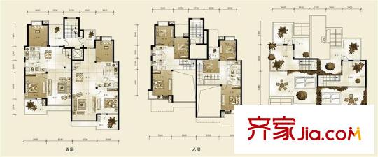 和立馨庭戶型圖疊墅五六七層戶型 5室2廳3衛(wèi)