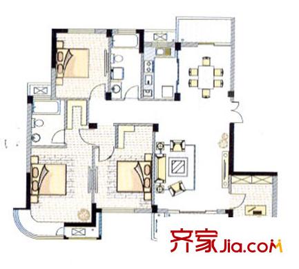 金域蘭庭戶型圖H戶型 4室2廳2衛(wèi)