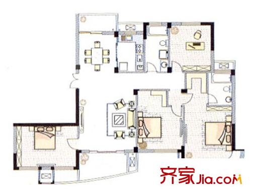 金域蘭庭戶型圖K戶型 4室2廳2衛(wèi)