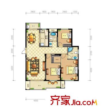 桐鄉(xiāng)巴黎都市戶型圖維萊特宮東邊套戶型圖 3室2廳2衛(wèi)