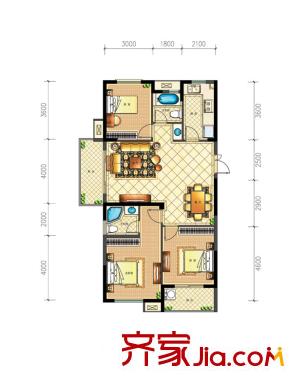 桐鄉(xiāng)巴黎都市戶型圖維萊特宮西邊套戶型圖 3室2廳2衛(wèi)