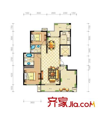 桐鄉(xiāng)巴黎都市戶型圖維萊特東邊第二套戶型圖 3室2廳2衛(wèi)