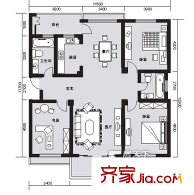 東豪名都戶型圖戶型圖3室2廳2衛(wèi) 3室2廳2衛(wèi)1廚