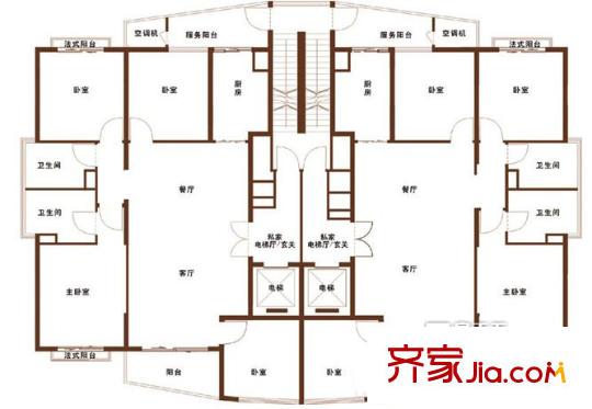 東菱?梅灣花園戶型圖戶型圖4室2廳2衛(wèi) 4室2廳2衛(wèi)1廚