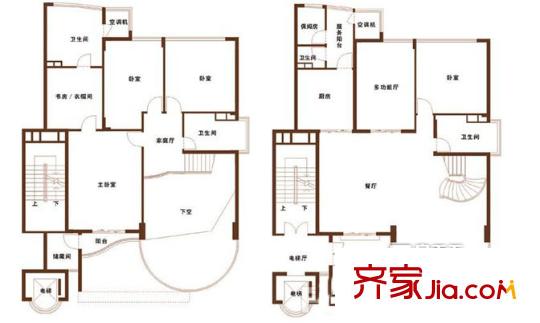 東菱?梅灣花園戶型圖戶型圖5室3廳4衛(wèi) 5室3廳2衛(wèi)1廚